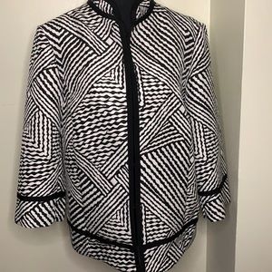 Chico’s black & white stripped blazer